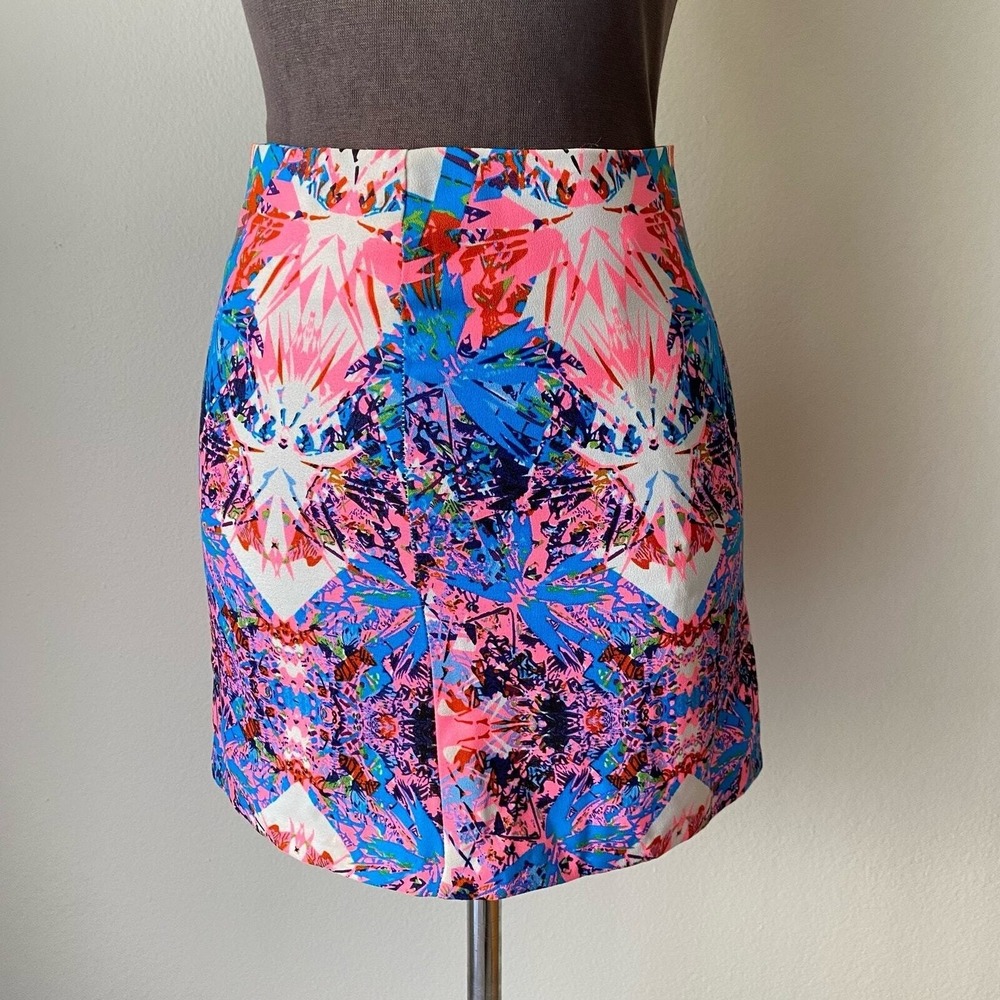 Sister Jane Quirky Y2K Bella Swan Abstract Mini Skirt Small Pink Blue